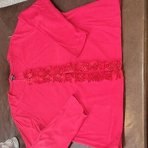 Rafaella Red Roses Clasp Cardigan Sweater 2X